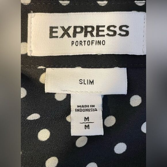 Express Portofino Slim Fit Polka Dot Shirt w/Embroidery M - Picture 8 of 9